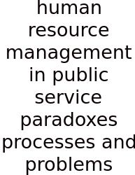 Human Resource Management In Public Service Paradoxes Processes And Problems