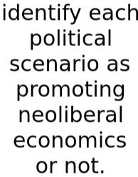 Identify Each Political Scenario As Promoting Neoliberal Economics Or Not.