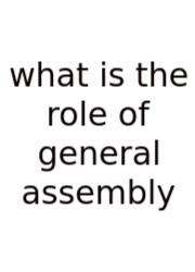 What Is The Role Of General Assembly